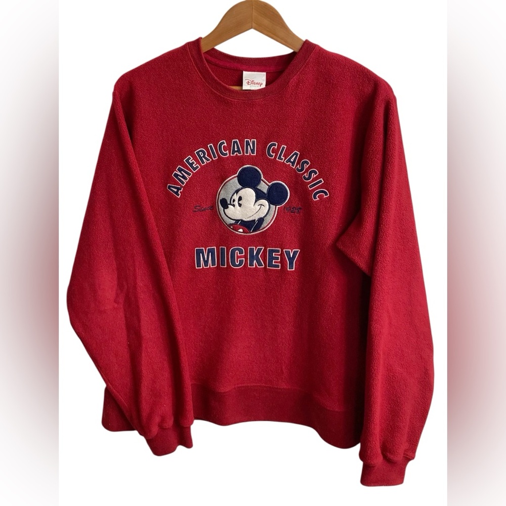 Disney Store American Classic Mickey Mouse Fleece Sweatshirt Red Men’s Medium